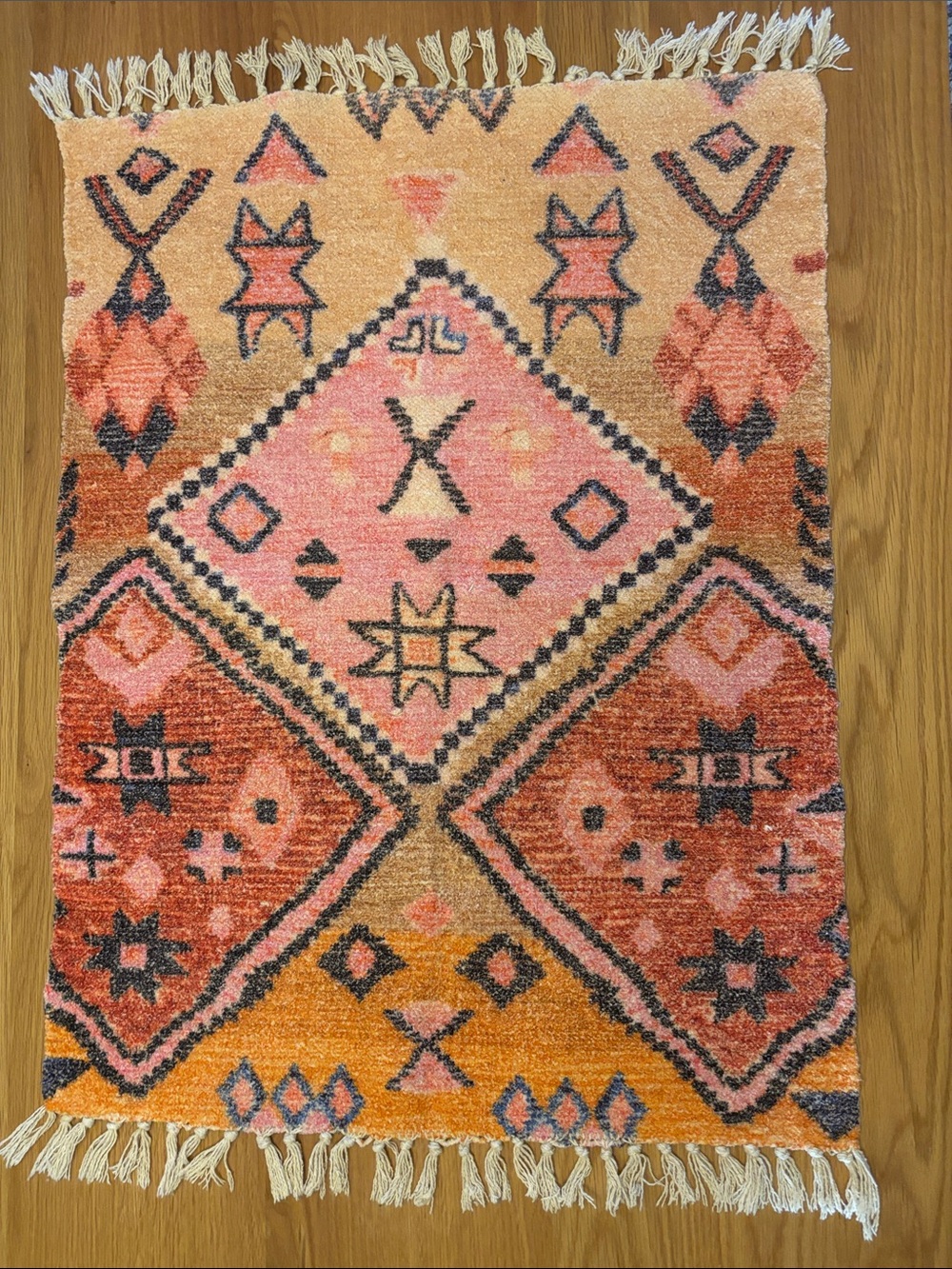 Urban Outfitters Pink & Orange Geometric Moroccan Accent Rug